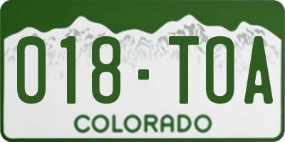 CO license plate 018TOA