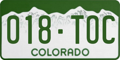 CO license plate 018TOC