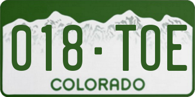 CO license plate 018TOE