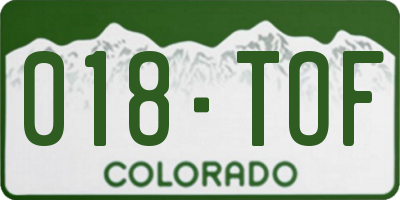 CO license plate 018TOF