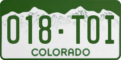 CO license plate 018TOI