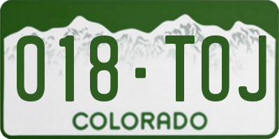 CO license plate 018TOJ