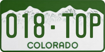 CO license plate 018TOP