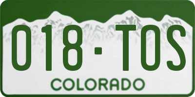 CO license plate 018TOS