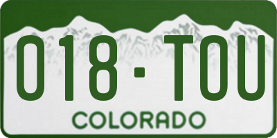 CO license plate 018TOU