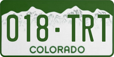 CO license plate 018TRT