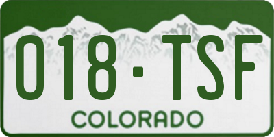 CO license plate 018TSF