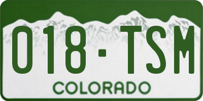 CO license plate 018TSM