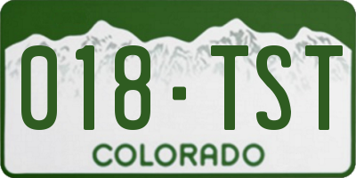 CO license plate 018TST