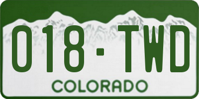 CO license plate 018TWD