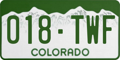CO license plate 018TWF