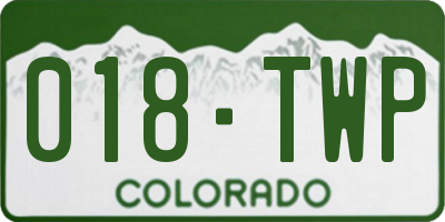CO license plate 018TWP