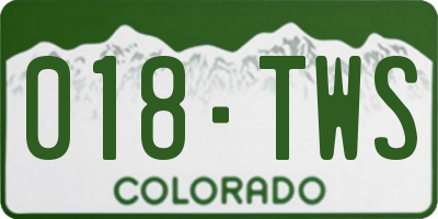 CO license plate 018TWS