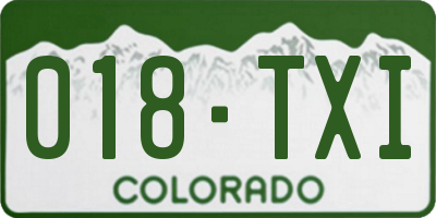 CO license plate 018TXI