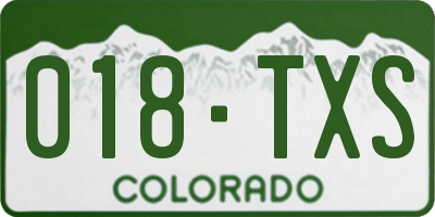 CO license plate 018TXS