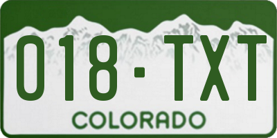 CO license plate 018TXT