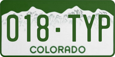 CO license plate 018TYP