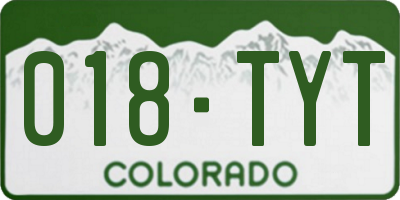 CO license plate 018TYT
