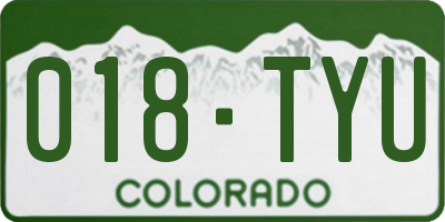 CO license plate 018TYU