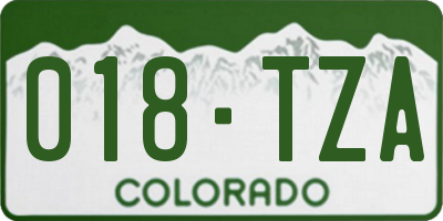 CO license plate 018TZA