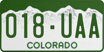 CO license plate 018UAA