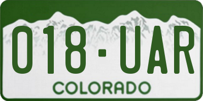 CO license plate 018UAR