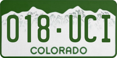 CO license plate 018UCI