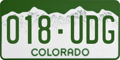 CO license plate 018UDG