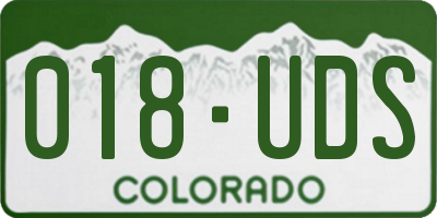 CO license plate 018UDS
