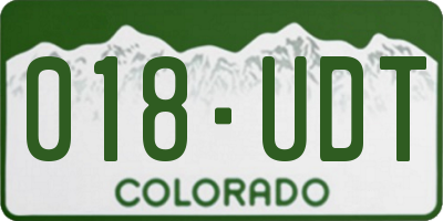 CO license plate 018UDT