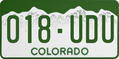 CO license plate 018UDU