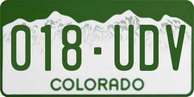 CO license plate 018UDV