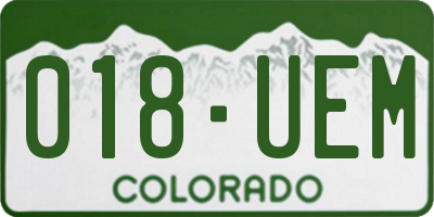 CO license plate 018UEM