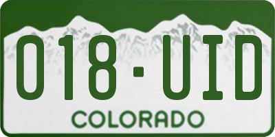 CO license plate 018UID