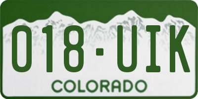 CO license plate 018UIK