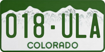 CO license plate 018ULA