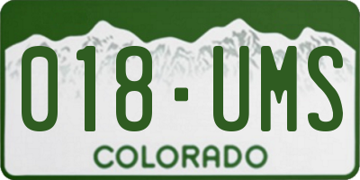 CO license plate 018UMS