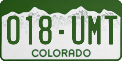 CO license plate 018UMT