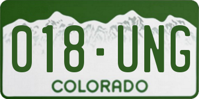 CO license plate 018UNG