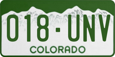 CO license plate 018UNV