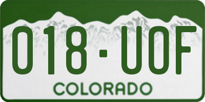 CO license plate 018UOF