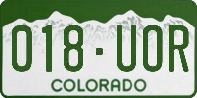 CO license plate 018UOR