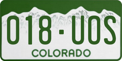 CO license plate 018UOS