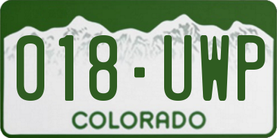 CO license plate 018UWP