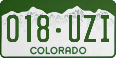 CO license plate 018UZI