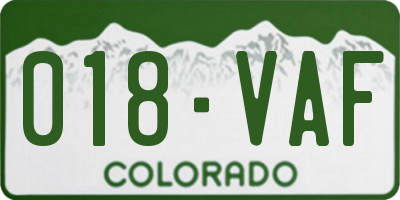 CO license plate 018VAF