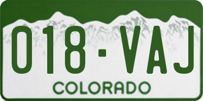 CO license plate 018VAJ