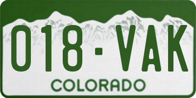 CO license plate 018VAK