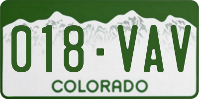 CO license plate 018VAV