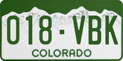 CO license plate 018VBK